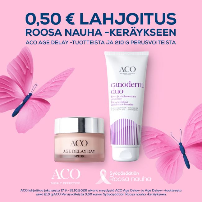 ACO Roosa nauha –keräys päättyy 31.10.2026.