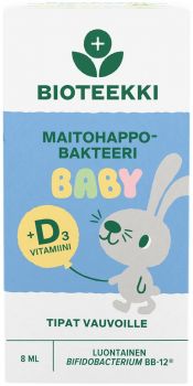 Löytö! Parasta ennen 10/2026 Bioteekki Maitohappobakteeri Baby + D3 Tipat 8 ml