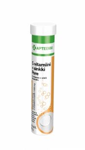 Apteekki C-vitamiini + sinkki 20 poretablettia