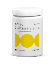 Apteq D-vitamiini 20 µg 200 tabl.