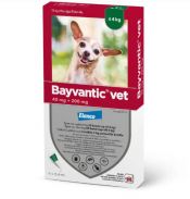 BAYVANTIC VET enintään 4 kg painaville koirille 40 mg/200 mg paikallisvaleluliuos 4x0,4 ml