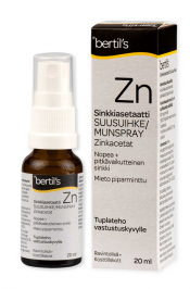Bertils Kelasin Sinkkiasetaatti suihke 20 ml