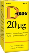 D-max 20 µg 90 tabl. mansikka-vadelma