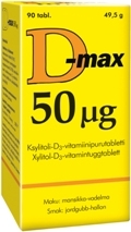 D-max 50 µg 90 tabl Mansikka-Vadelma