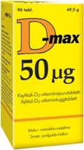 D-max 50 µg 90 tabl Mansikka-Vadelma