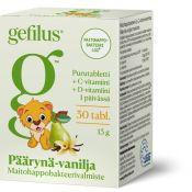 Löytö! Parasta ennen 08.08.25 Gefilus + D Päärynä-Vanilja 30 purutablettia