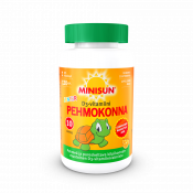 Löytö! Parasta ennen 26.04 Minisun Pehmokonna Junior appelsiini 10 µg D-vitamiini 120 kpl