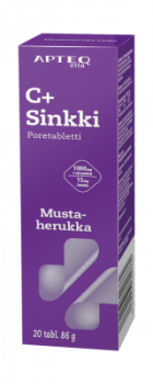 Apteq C + sinkki poretabletti 20 poretabl. mustaherukka