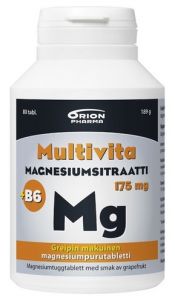 Multivita magnesiumsitraatti +B6 greippi 175 mg/2 mg 80 purutablettia