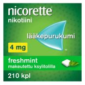 Nicorette Freshmint 4 mg lääkepurukumi 210 läpipainopakkaus