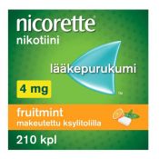 Nicorette Fruitmint 4 mg lääkepurukumi 105 läpipainopakkaus