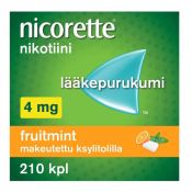 Nicorette Fruitmint 4 mg lääkepurukumi 210 läpipainopakkaus
