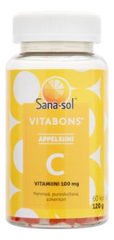 Sana-Sol Vitabons C-Vitamiini 100 mg Appelsiini 60 kpl