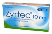 Zyrtec 10 mg tabletti, kalvopäällysteinen 30 läpipainopakkaus